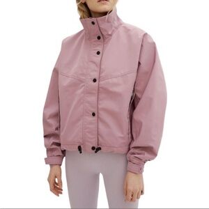 NOIZE Skye Stand Collar Drawcord Rain Ski Jacket Windbreaker Mauve Size L Crop